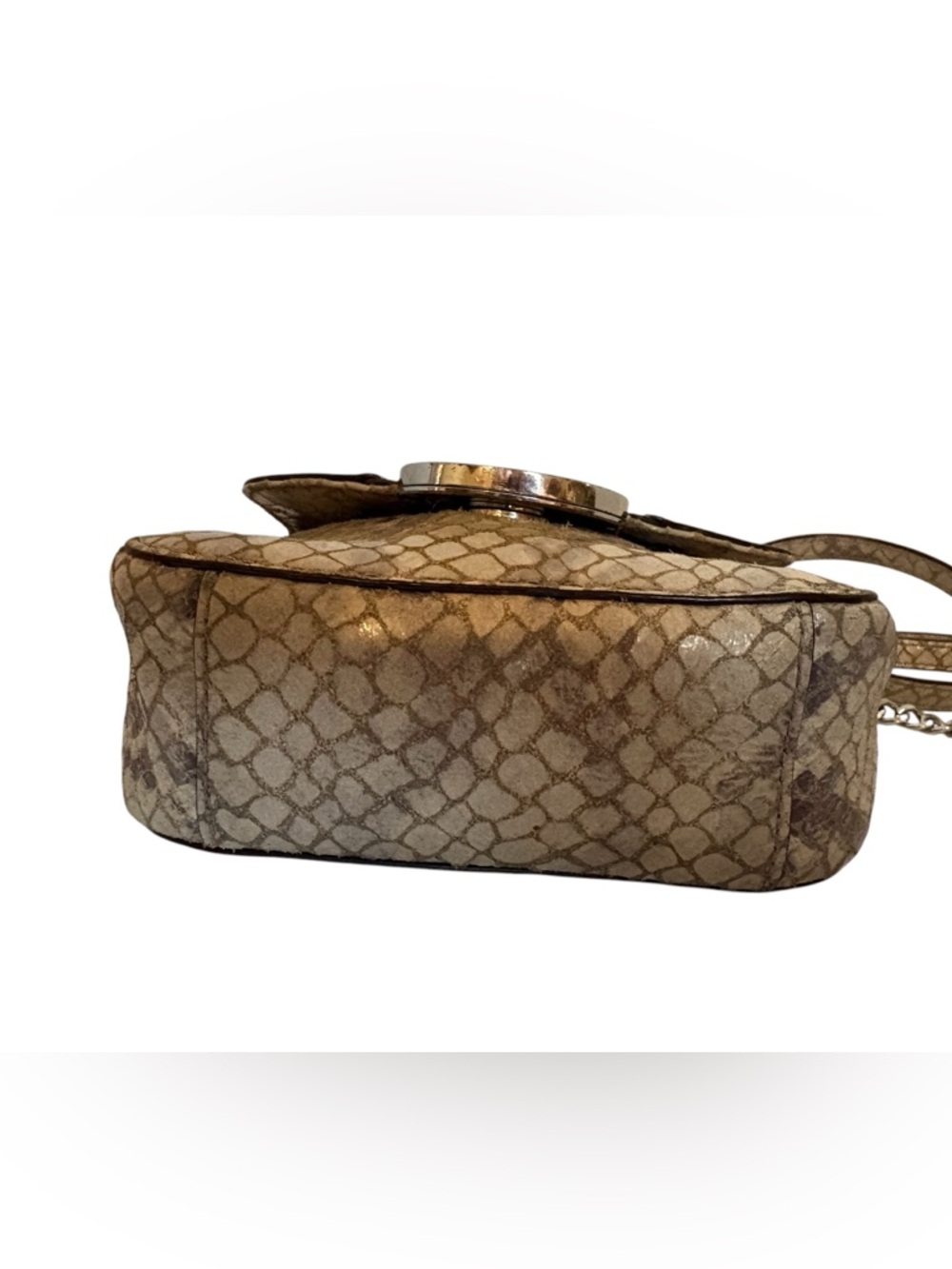 Michael Kors Y2K Vintage Metallic Gold Snake-Effect Crossbody Bag - Picture 8 of 10